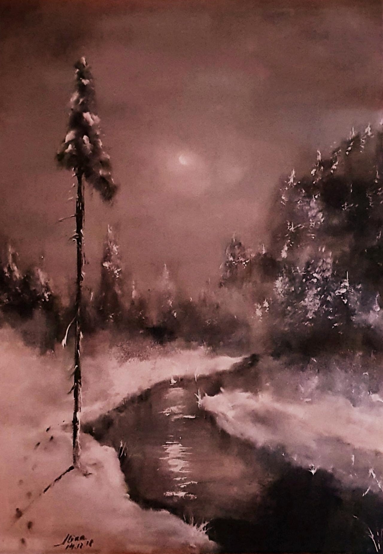 ArteDiAlina.com painting: cold moon